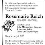 Traueranzeige Rosemarie Reich