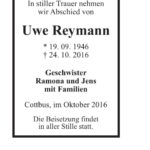 Traueranzeige Uwe Reymann