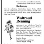 Danksagung Waltraud Renning