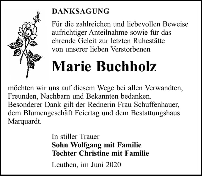 Danksagung Marie Buchholz