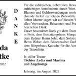 Danksagung Gerda Mattke