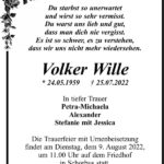 Traueranzeige Volker Wille