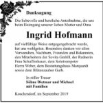 Danksagung Ingrid Hofmann