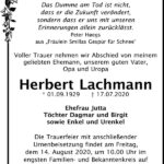 Traueranzeige Herbert Lachmann