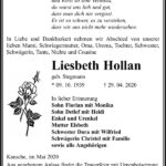 Traueranzeige Liesbeth Hollan, geb. Stegmann