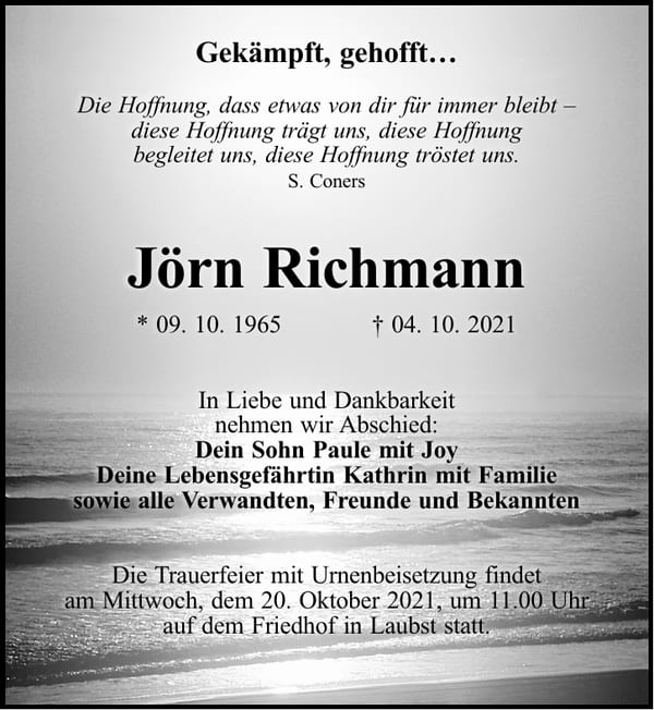 Traueranzeige Jörn Richmann