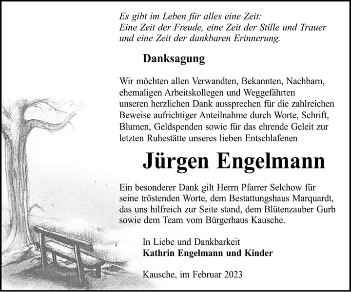 Danksagung Jürgen Engelmann
