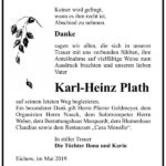Danksagung Karl-Heinz Plath