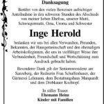 Danksagung Inge Herold