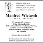 Traueranzeige Manfred Wietasch