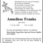 Traueranzeige Anneliese Franke, geb. Sowa