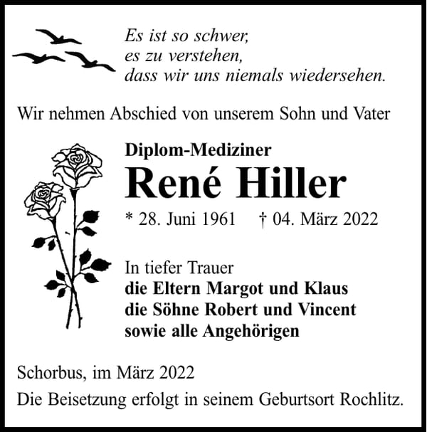 Traueranzeige René Hiller