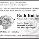 Traueranzeige Ruth Kuhle