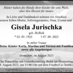 Traueranzeige Gisela Jurischka, geb. Hollick