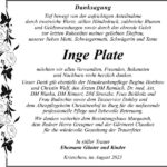 Danksagung Inge Plate
