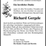 Danksagung Richard Gergele