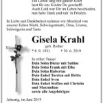 Traueranzeige Gisela Krahl, geb. Rother