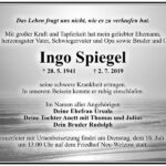Traueranzeige Ingo Spiegel