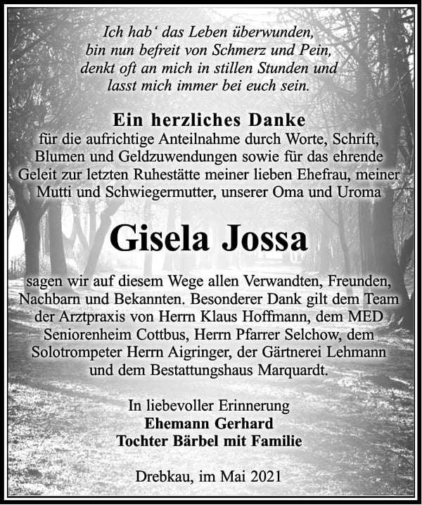 Danksagung Gisela Jossa