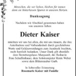 Danksagung Dieter Kaiser