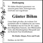 Danksagung Günter Böhm