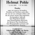 Danksagung Helmut Pohle