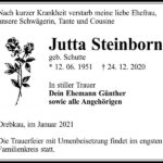 Traueranzeige Jutta Steinborn, geb. Schutte
