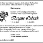 Danksagung Brigitte Lubrich