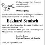 Danksagung Eckhard Semisch