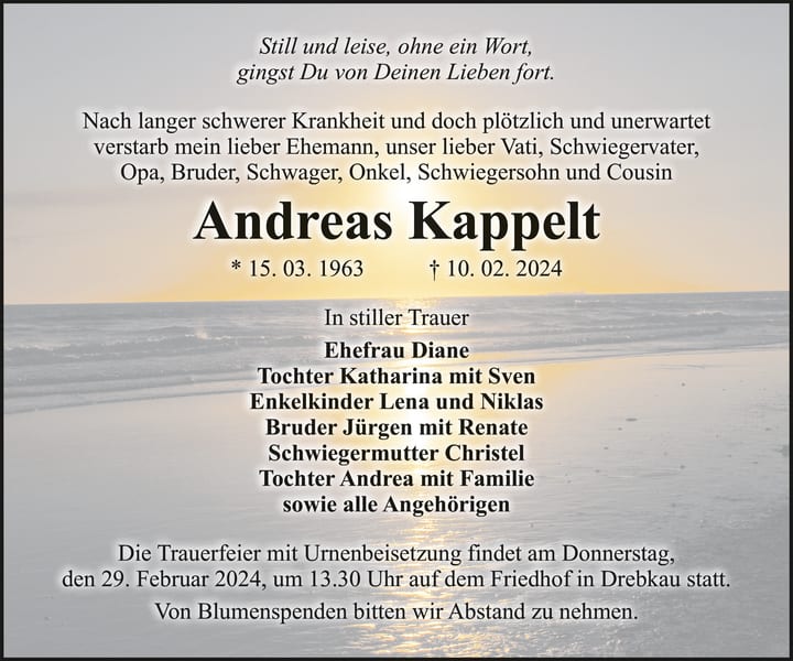 Traueranzeige Andreas Kappelt