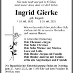Traueranzeige Ingrid Gierke, geb. Kappelt