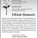 Danksagung Elfriede Hannusch
