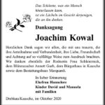 Danksagung Joachim Kowal