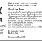 Danksagung Gerhard Meier