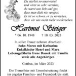 Traueranzeige Hartmut Steiger