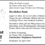 Traueranzeige Margot Hauff
