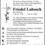 Danksagung Friedel Lubosch, geb. Konzack