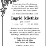 Traueranzeige Ingrid Miethke, geb. Gaumer
