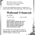 Traueranzeige Waltraud Urbanczyk, geb. Köhler