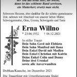 Traueranzeige Erna Willno