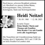 Traueranzeige Heidi Neitzel