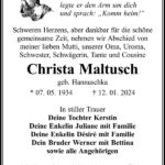 Traueranzeige Christa Maltusch, geb. Hannuschka