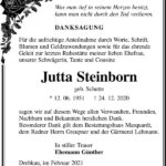 Danksagung Jutta Steinborn, geb. Schutte