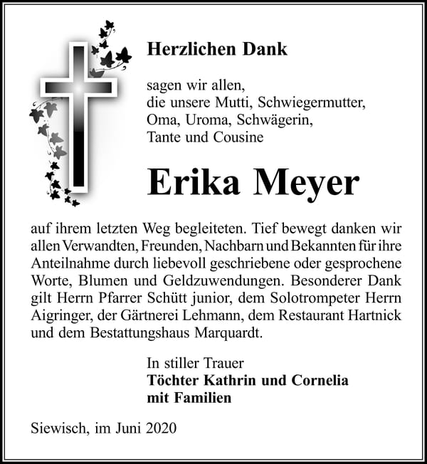 Danksagung Erika Meyer