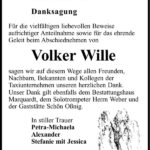 Danksagung Volker Wille