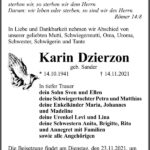 Traueranzeige Karin Dzierzon, geb. Sander