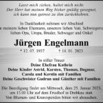 Traueranzeige Jürgen Engelmann