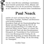 Traueranzeige Paul Noack