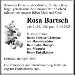 Traueranzeige Rosa Bartsch