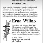 Danksagung Erna Willno